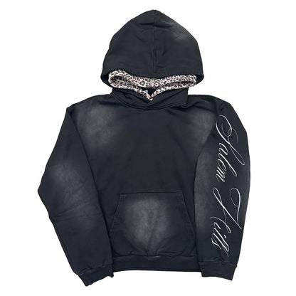 Sweat à Capuche Graphique Léopard Noir