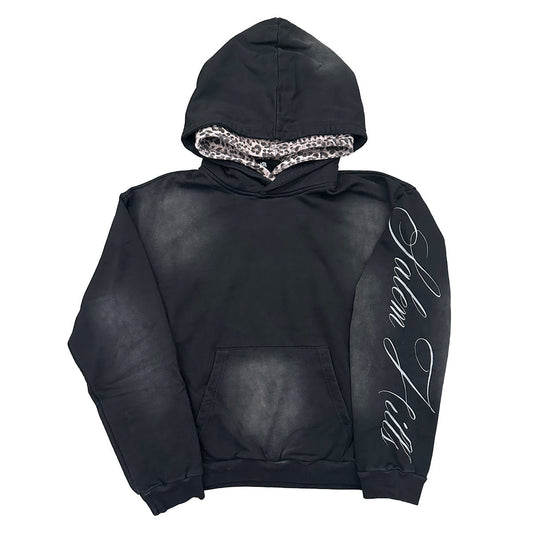 Sweat à Capuche Graphique Léopard Noir